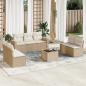 Preview: ARDEBO.de - 8-tlg. Garten-Sofagarnitur mit Kissen Beige Poly Rattan