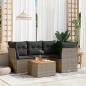 Preview: ARDEBO.de - 5-tlg. Garten-Sofagarnitur mit Kissen Grau Poly Rattan