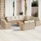 Preview: ARDEBO.de - 14-tlg. Garten-Sofagarnitur mit Kissen Beige Poly Rattan