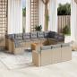 Preview: ARDEBO.de - 14-tlg. Garten-Sofagarnitur mit Kissen Beige Poly Rattan