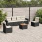 Preview: ARDEBO.de - 7-tlg. Garten-Sofagarnitur mit Kissen Schwarz Poly Rattan