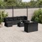 Preview: ARDEBO.de - 10-tlg. Garten-Sofagarnitur mit Kissen Schwarz Poly Rattan