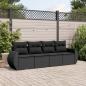 Preview: ARDEBO.de - 4-tlg. Garten-Sofagarnitur mit Kissen Schwarz Poly Rattan