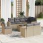 Preview: ARDEBO.de - 9-tlg. Garten-Sofagarnitur mit Kissen Beige Poly Rattan