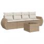 Preview: 5-tlg. Garten-Sofagarnitur mit Kissen Beige Poly Rattan