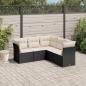 Preview: ARDEBO.de - 5-tlg. Garten-Sofagarnitur mit Kissen Schwarz Poly Rattan