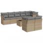 Preview: 9-tlg. Garten-Sofagarnitur mit Kissen Beige Poly Rattan