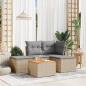 Preview: ARDEBO.de - 5-tlg. Garten-Sofagarnitur mit Kissen Beige Poly Rattan