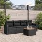 Preview: ARDEBO.de - 5-tlg. Garten-Sofagarnitur mit Kissen Schwarz Poly Rattan