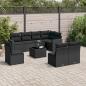 Preview: ARDEBO.de - 9-tlg. Garten-Sofagarnitur mit Kissen Schwarz Poly Rattan