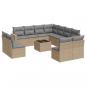 Preview: 12-tlg. Garten-Sofagarnitur mit Kissen Beige Poly Rattan