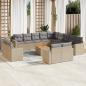 Preview: ARDEBO.de - 14-tlg. Garten-Sofagarnitur mit Kissen Beige Poly Rattan