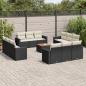 Preview: ARDEBO.de - 13-tlg. Garten-Sofagarnitur mit Kissen Schwarz Poly Rattan