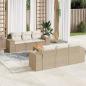 Preview: ARDEBO.de - 7-tlg. Garten-Sofagarnitur mit Kissen Beige Poly Rattan