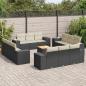 Preview: ARDEBO.de - 13-tlg. Garten-Sofagarnitur mit Kissen Schwarz Poly Rattan