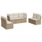 Preview: 7-tlg. Garten-Sofagarnitur mit Kissen Beige Poly Rattan