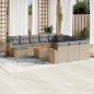 Preview: ARDEBO.de - 13-tlg. Garten-Sofagarnitur mit Kissen Beige Poly Rattan