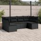 Preview: ARDEBO.de - 6-tlg. Garten-Sofagarnitur mit Kissen Schwarz Poly Rattan