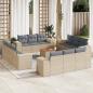 Preview: ARDEBO.de - 13-tlg. Garten-Sofagarnitur mit Kissen Beige Poly Rattan