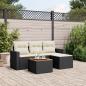 Preview: ARDEBO.de - 5-tlg. Garten-Sofagarnitur mit Kissen Schwarz Poly Rattan