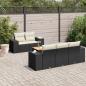 Preview: ARDEBO.de - 6-tlg. Garten-Sofagarnitur mit Kissen Schwarz Poly Rattan