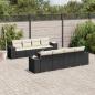 Preview: ARDEBO.de - 9-tlg. Garten-Sofagarnitur mit Kissen Schwarz Poly Rattan