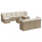 Preview: 11-tlg. Garten-Sofagarnitur mit Kissen Beige Poly Rattan