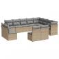 Preview: 12-tlg. Garten-Sofagarnitur mit Kissen Beige Poly Rattan