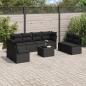 Preview: ARDEBO.de - 9-tlg. Garten-Sofagarnitur mit Kissen Schwarz Poly Rattan