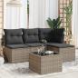 Preview: ARDEBO.de - 5-tlg. Garten-Sofagarnitur mit Kissen Grau Poly Rattan