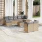 Preview: ARDEBO.de - 10-tlg. Garten-Sofagarnitur mit Kissen Beige Poly Rattan