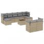 Preview: 10-tlg. Garten-Sofagarnitur mit Kissen Beige Poly Rattan