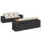 Preview: 7-tlg. Garten-Sofagarnitur mit Kissen Schwarz Poly Rattan