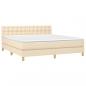 Preview: Boxspringbett mit Matratze & LED Creme 180x200 cm Stoff