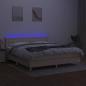 Preview: Boxspringbett mit Matratze & LED Creme 180x200 cm Stoff