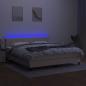 Preview: Boxspringbett mit Matratze & LED Creme 180x200 cm Stoff