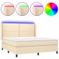 Preview: Boxspringbett mit Matratze & LED Creme 160x200 cm Stoff