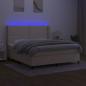 Preview: Boxspringbett mit Matratze & LED Creme 160x200 cm Stoff