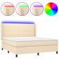 Preview: Boxspringbett mit Matratze & LED Creme 180x200 cm Stoff