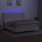 Preview: Boxspringbett mit Matratze & LED Creme 180x200 cm Stoff