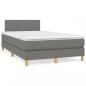 Preview: ARDEBO.de - Boxspringbett mit Matratze Dunkelgrau 120x190 cm Stoff