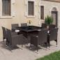 Preview: ARDEBO.de - 9-tlg. Garten-Essgruppe Poly Rattan und Hartglas Braun