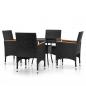 Preview: 5-tlg. Bistro-Set Poly-Rattan und Hartglas Schwarz