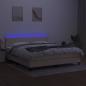 Preview: Boxspringbett mit Matratze & LED Creme 180x200 cm Stoff