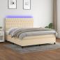 Preview: ARDEBO.de - Boxspringbett mit Matratze & LED Creme 160x200 cm Stoff