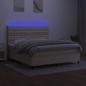 Preview: Boxspringbett mit Matratze & LED Creme 160x200 cm Stoff