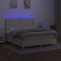 Preview: Boxspringbett mit Matratze & LED Creme 180x200 cm Stoff