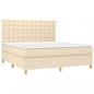 Preview: Boxspringbett mit Matratze & LED Creme 180x200 cm Stoff