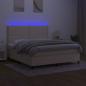 Preview: Boxspringbett mit Matratze & LED Creme 160x200 cm Stoff