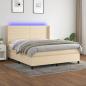 Preview: ARDEBO.de - Boxspringbett mit Matratze & LED Creme 160x200 cm Stoff